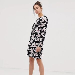 Long Sleeve Floral Shift Dress ASOS